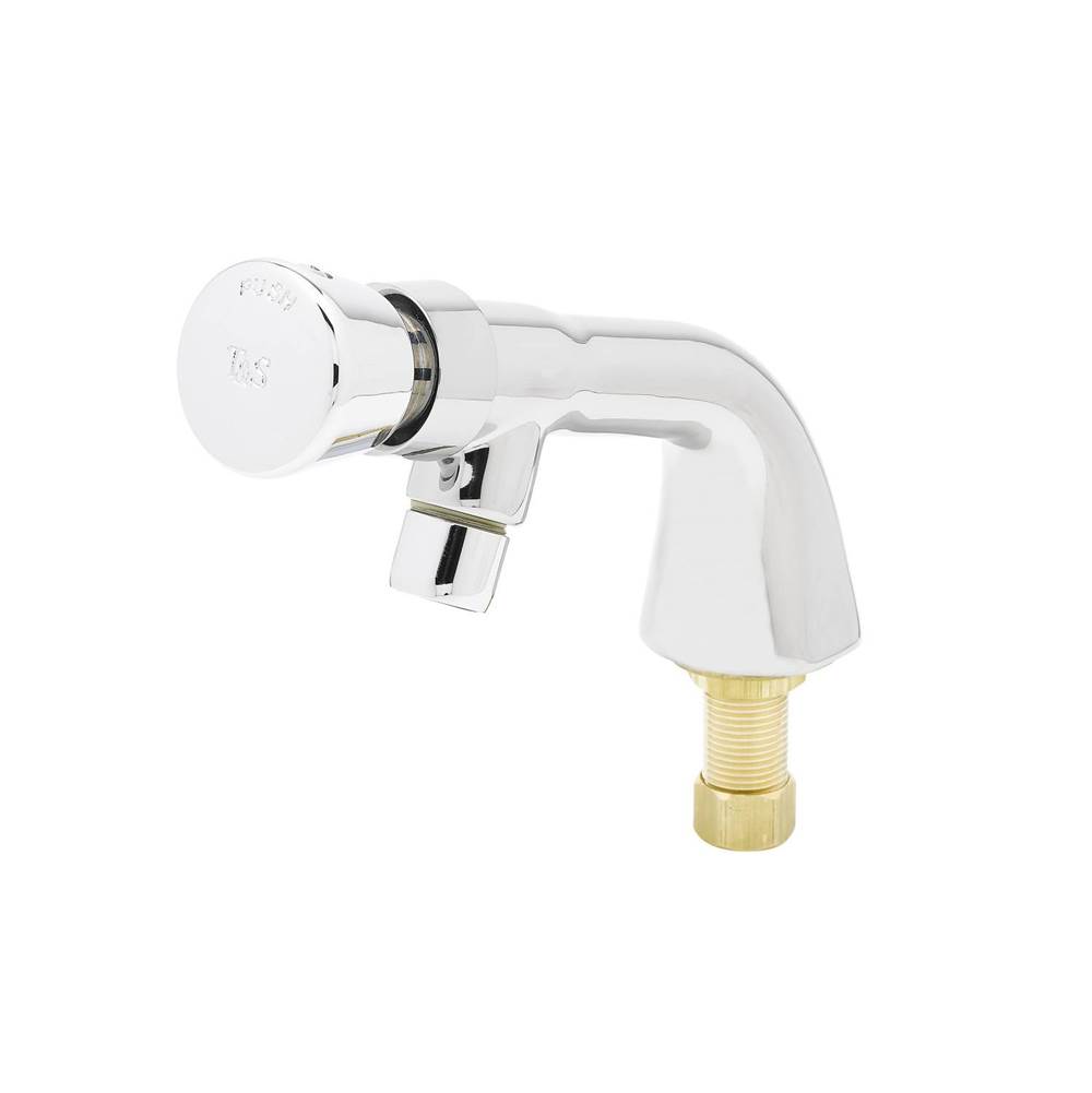 T&S Brass Metering Faucet, Single Temperature, Push Button Cap, 1/2'' NPT Male Shank