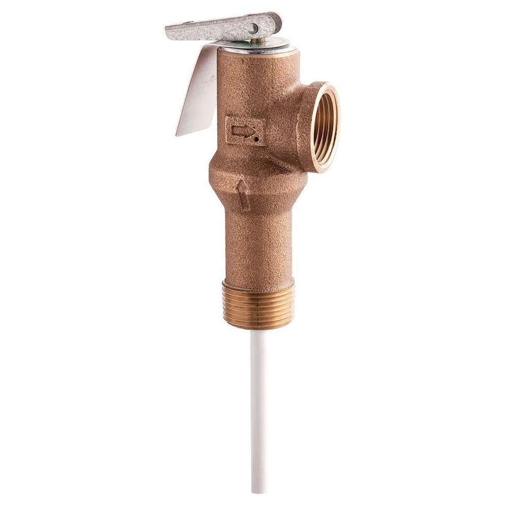 Watts 3/4 In Brass Self Closing Temperature And Pressure Relief Valve, 100 psi, 210 degree F, Extended Shank Up To 2 In Insulation