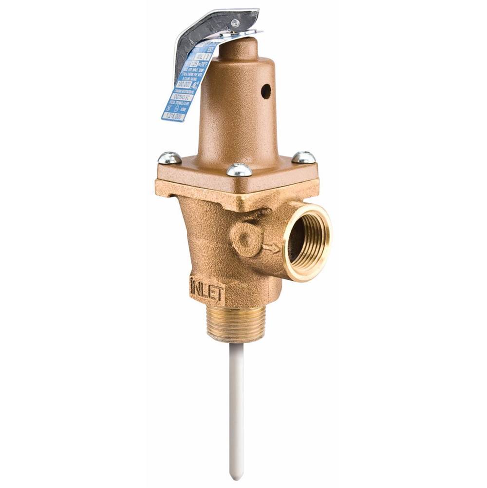 Watts 3/4 In Lead Free Automatic Reseating Temperature And Pressure Relief Valve, 125 psi, 210 degree F, Test Lever, Short Thermostat